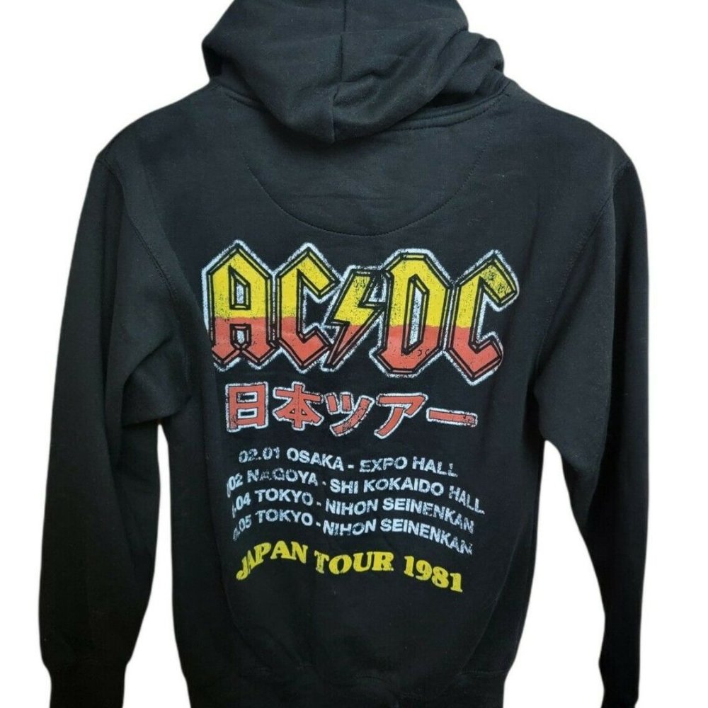 AC/DC ACDC Rock Band Mens Japan Tour 1981 Hoodie New small Original